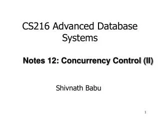 CS216 Advanced Database Systems