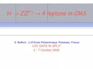 H ? ZZ (*) ? 4 leptons in CMS