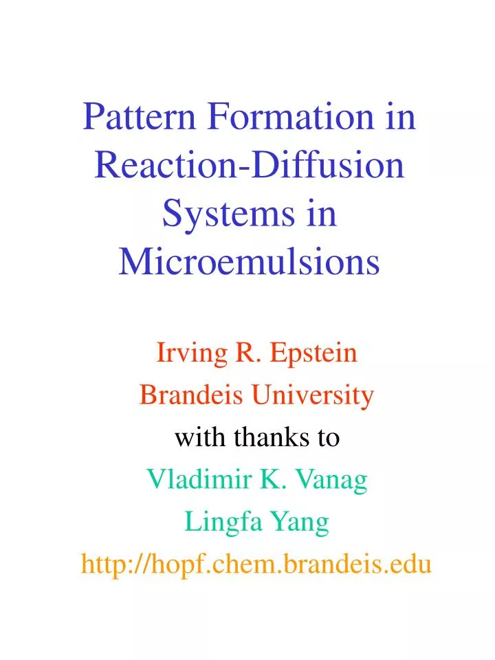 pattern formation in reaction diffusion systems in microemulsions