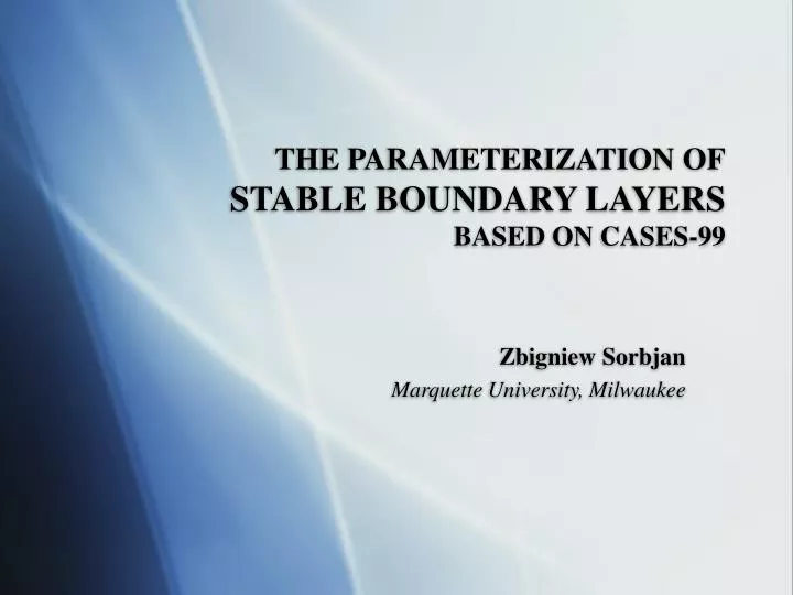 the parameterization of stable boundary layers based on cases 99