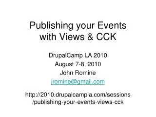 Publishing your Events with Views &amp; CCK