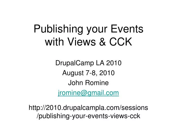 publishing your events with views cck