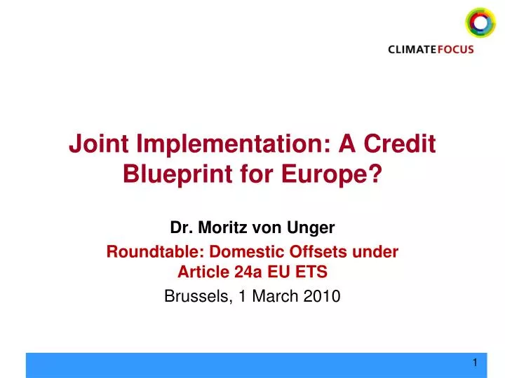 joint implementation a credit blueprint for europe
