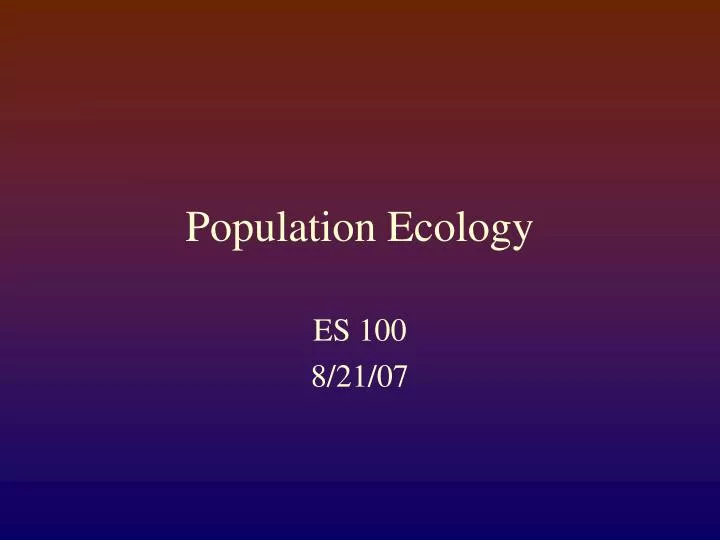 population ecology