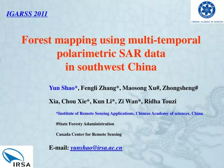 forest mapping using multi temporal polarimetric sar data in southwest china