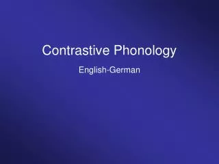 Contrastive Phonology English-German