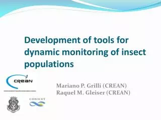 Development of tools for dynamic monitoring of insect populations