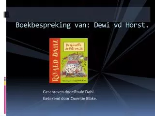 Boekbespreking van: Dewi vd Horst.