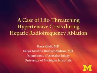 A Case of Life-Threatening Hypertensive Crisis during Hepatic Radiofrequency Ablation