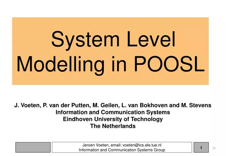 system level modelling in poosl