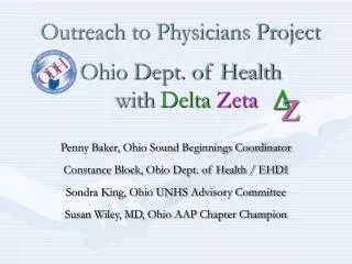 Outreach to Physicians Project Ohio Dept. of Health with Delta Zeta