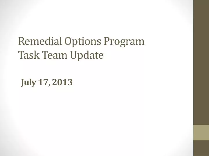 remedial options program task team update