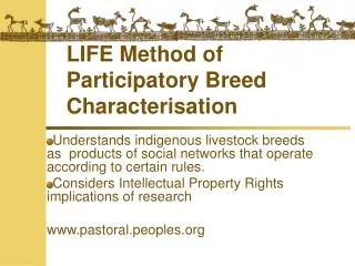 LIFE Method of Participatory Breed Characterisation