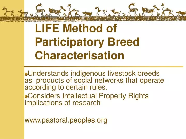 life method of participatory breed characterisation