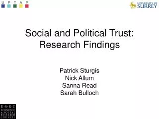 Social and Political Trust: Research Findings