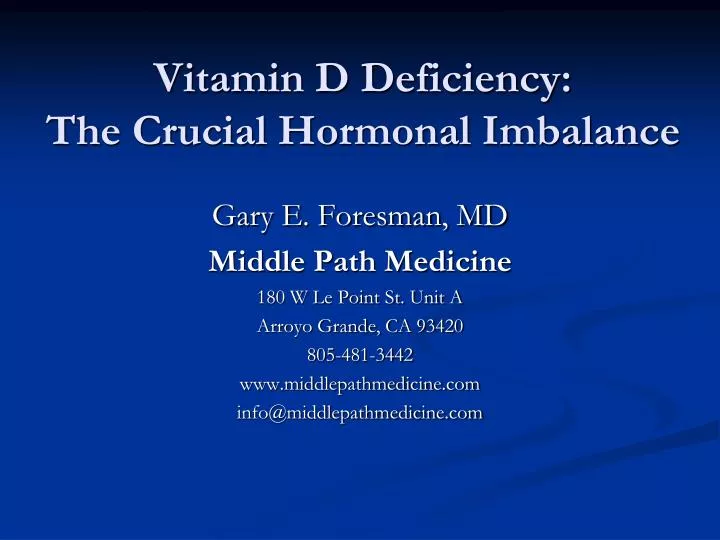 vitamin d deficiency the crucial hormonal imbalance