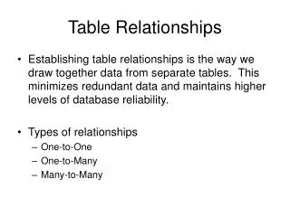 Table Relationships