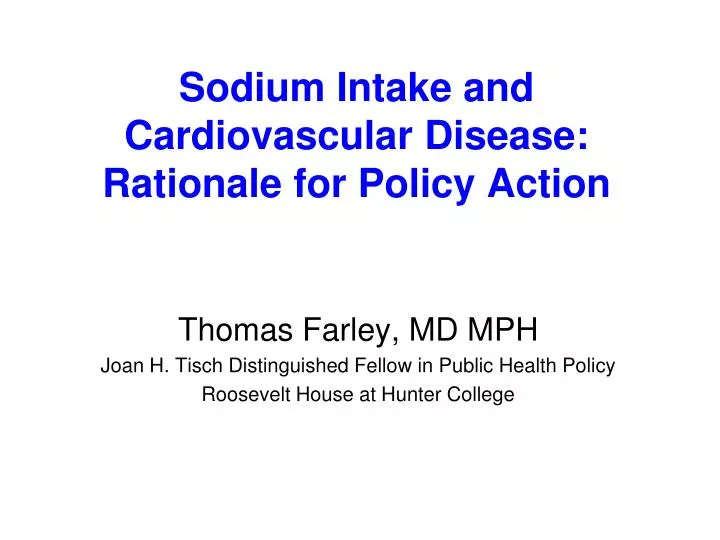 sodium intake and cardiovascular disease rationale for policy action
