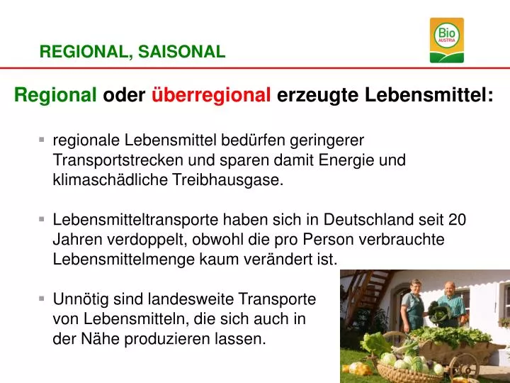 regional oder berregional erzeugte lebensmittel