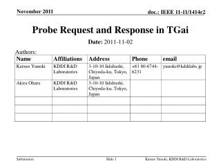 Probe Request and Response in TGai