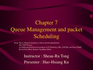 Chapter 7 Queue Management and packet Scheduling