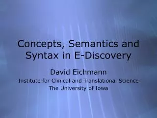 Concepts, Semantics and Syntax in E-Discovery