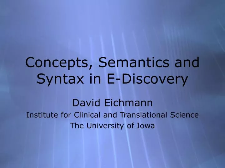 concepts semantics and syntax in e discovery