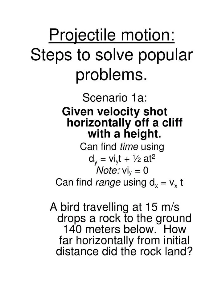 projectile motion steps to solve popular problems