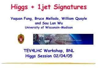 Higgs + 1jet Signatures