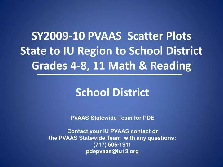 sy2009 10 pvaas scatter plots state to iu region to school district grades 4 8 11 math reading