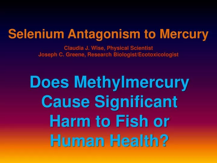selenium antagonism to mercury
