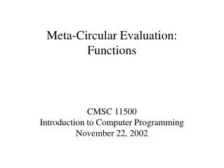 Meta-Circular Evaluation: Functions