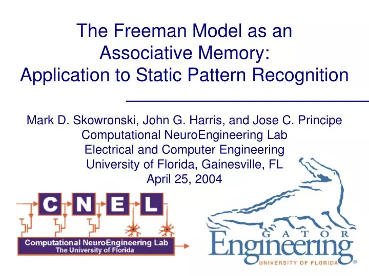 the freeman model as an associative memory application to static pattern recognition