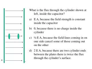 What is the flux through the cylinder shown at left, inside the capacitor?