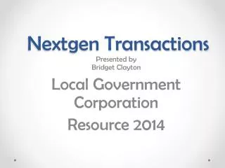 Nextgen Transactions