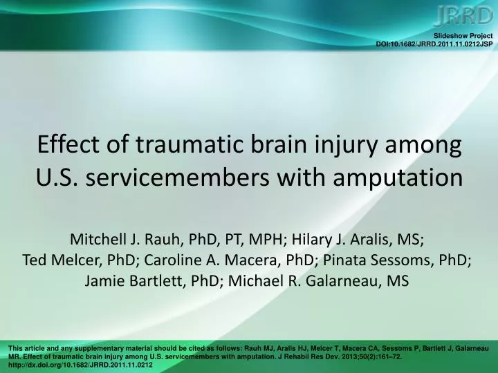 effect of traumatic brain injury among u s servicemembers with amputation