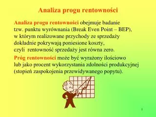 analiza progu rentowno ci