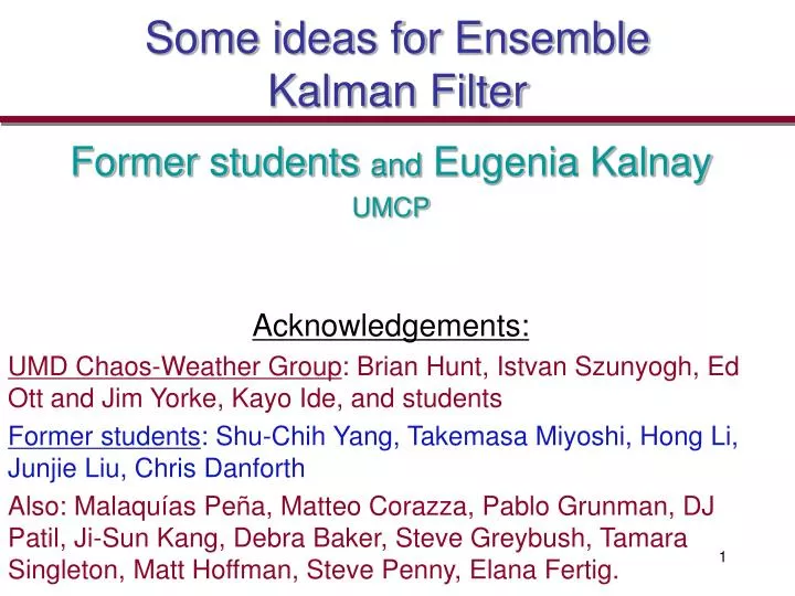 some ideas for ensemble kalman filter