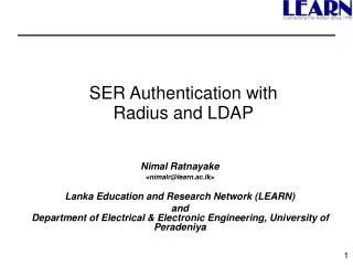 SER Authentication with Radius and LDAP