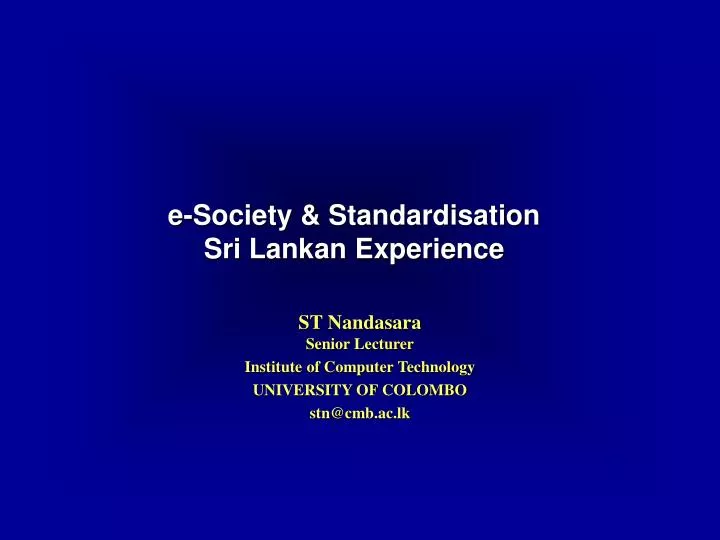 e society standardisation sri lankan experience