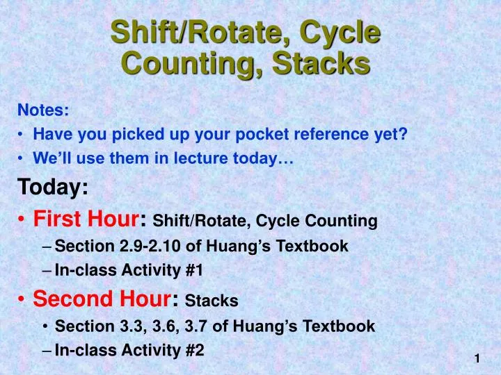shift rotate cycle counting stacks
