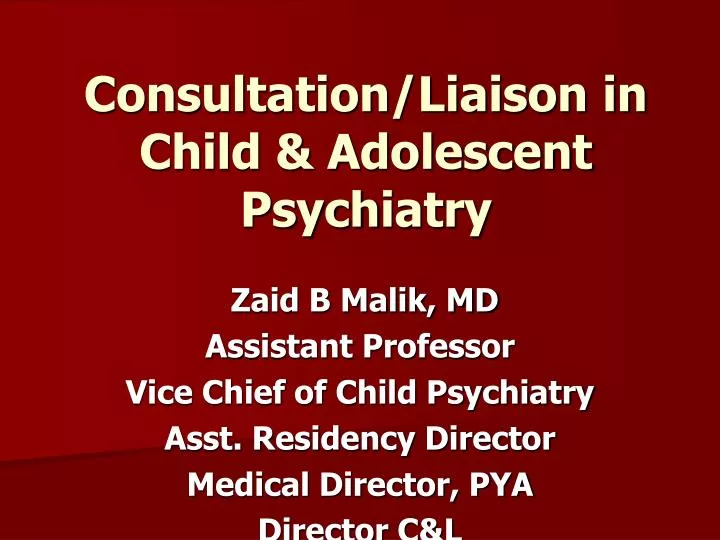 consultation liaison in child adolescent psych iatry