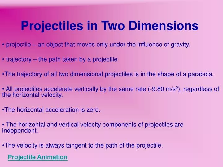 projectiles in two dimensions