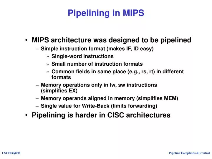 pipelining in mips