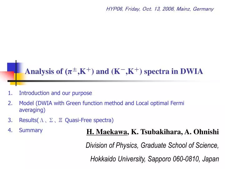 analysis of k and k k spectra in dwia