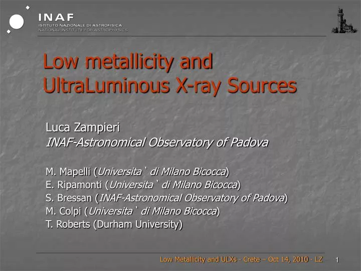 low metallicity and ultraluminous x ray sources