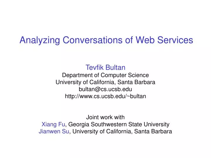 analyzing conversations of web services