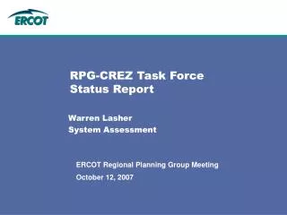 RPG-CREZ Task Force Status Report