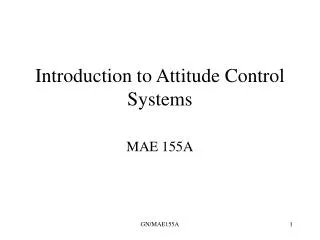 Introduction to Attitude Control Systems