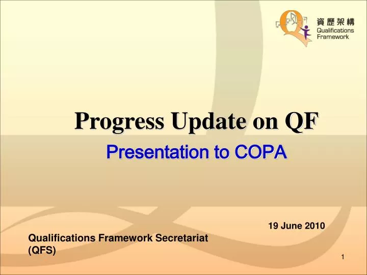 progress update on qf presentation to copa